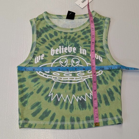 Urban Outfitters Size *XS Green Tie Dyed Alien Cropped Tank Top - Picture 5 of 9